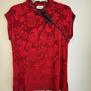 Chico's Asian Inspired Top, Cap Sleeve, Stretchy